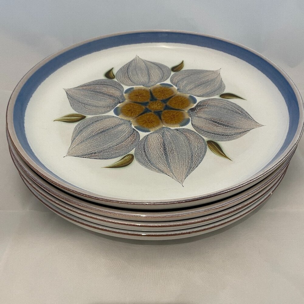 SOLD: Denby Langley CHATSWORTH Dinner Plate Lot of FOUR Vintage Hand Painted - Picture 1 of 11